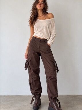 Whiteroom + Cactus XS Brown Parachute Cargo Pants Y2K Utility Streetwear